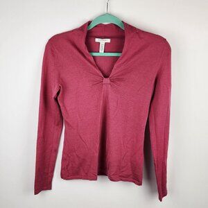 Banana Republic Factory 100% Merino Wool Bow V-neck Sweater sz S Flawed